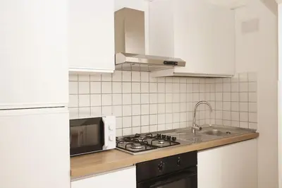 a kitchen with a stove and a microwave at St.Peter flat in Rome