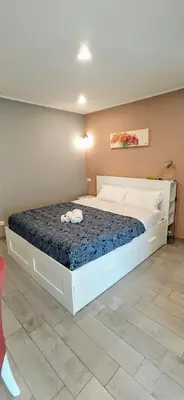 a bedroom with a large white bed in a room at Pretty Tiburtina Room in Rome