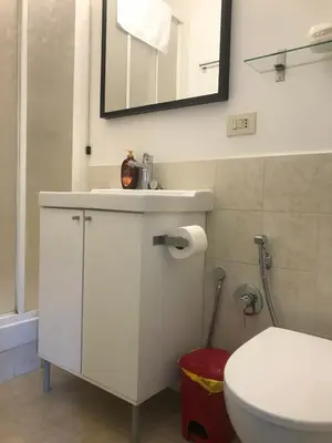 a bathroom with a white sink and a toilet at Suite China Soul - Flaminio - Olimpico - Auditorium in Rome