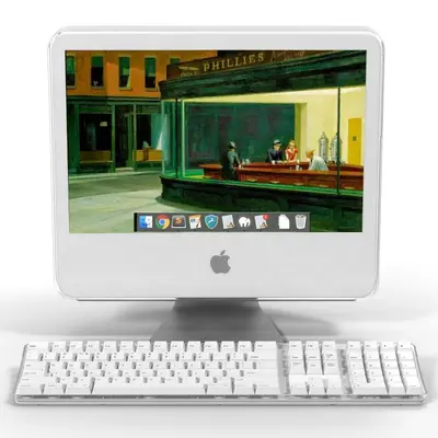an apple computer with a keyboard and a monitor at Eucalyptus Resort - Roma San Paolo - in Rome
