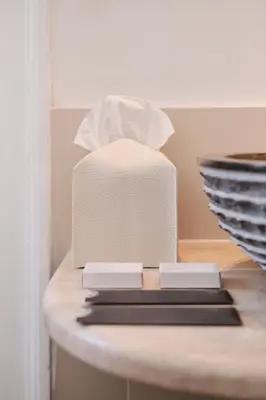 a kitchen with wooden cabinets and a counter top at Colosseo-Trevi Iconic & Central for 2 ensuite Wi Fi AC in Rome