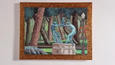 a painting of two people dancing in a forest at Studio della Pace, Classy & Charming - RENOVATED in Rome
