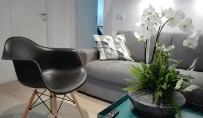 a living room with a chair and a couch at VATICAN APARTMENT MELORIA in Rome
