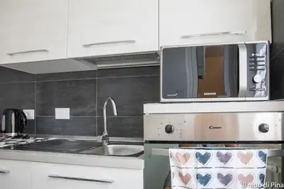 a kitchen with a sink and a microwave at Nido di Pina in Rome