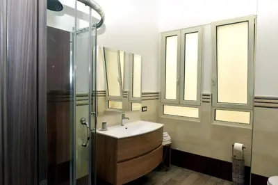 a bathroom with a sink and a shower at In Terrazza Da Giusy in Rome