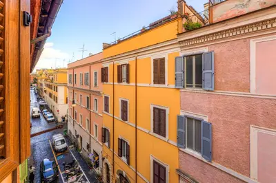 a view of an alley from a building at Linhouse in Rome