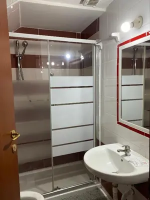 a bathroom with a shower and a sink at Aquarium Termini in Rome