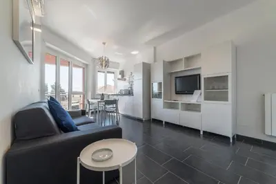 a living room with a couch and a table at Charming Apartment in Rome + Internet in Rome
