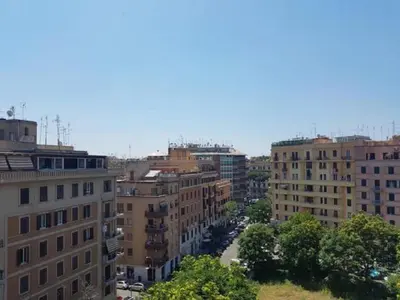 an aerial view of a city with buildings at Casa Via Cesena in Rome