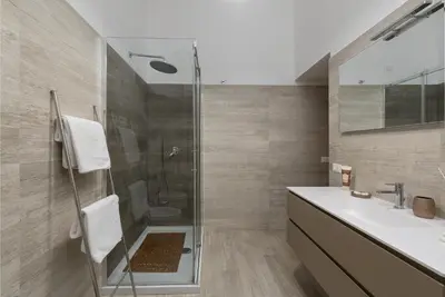 a bathroom with a shower and a sink at Take You Rome - Vatican Apartment in Rome