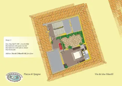a plan of a villa with a garden at The Inn at the Spanish Steps Luxury Collection - Premium Studio Room in Rome