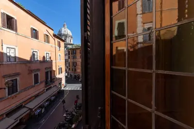 a view of a city street from a window at Campo de' Fiori 34 in Rome
