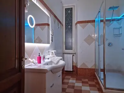 a bathroom with a sink and a shower at Anthony Guesthouse in Rome