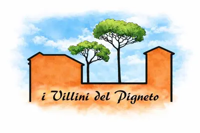 a watercolor painting of two trees and a building at I Villini del Pigneto in Rome
