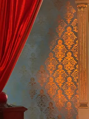 a room with a red curtain and a wall at Rome Museum House in Rome