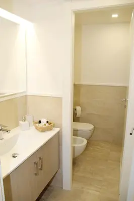 a bathroom with a toilet and a sink at DOMUS DIVI - appartamento nel cuore di Roma in Rome