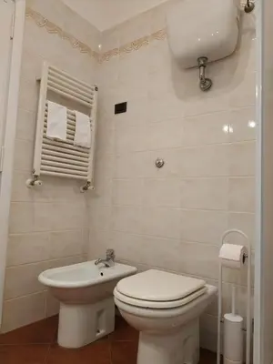 a white bathroom with a toilet and a sink at B&B Claudia a Monteverde in Rome