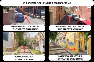 a collage of four pictures of a street at Relais Clivo Vaticano in Rome