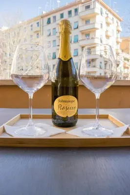 a bottle of wine and two glasses on a tray at Prati Comfort in Rome
