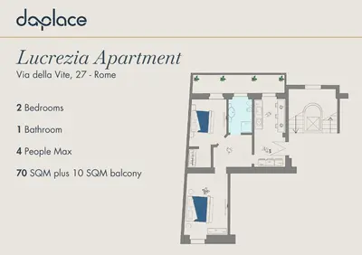 a floor plan of the litschko apartment at Daplace - Lucrezia Apartment in Rome