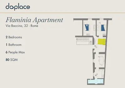 a floor plan of the primula apartment at Daplace - Flaminia Apartment in Rome