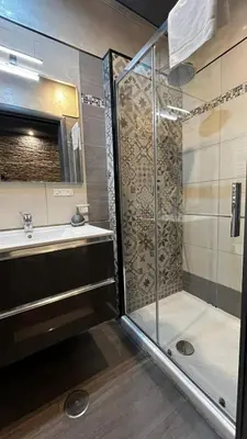 a bathroom with a shower and a sink at Da Vinci in Rome