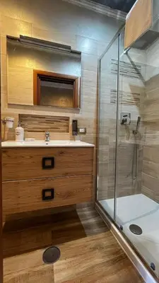 a bathroom with a sink and a shower at Da Vinci in Rome