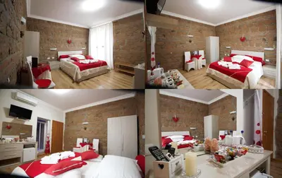 four different pictures of a bedroom with two beds at Freedom Love B&B in Rome