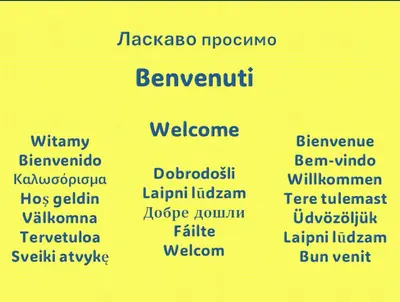 a yellow sign with different languages on it at St. John Villa in Rome