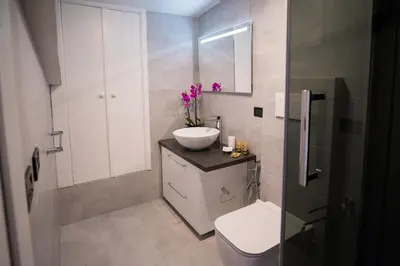 a bathroom with a white sink and a toilet at Erida Apartment Spanish Steps in Rome