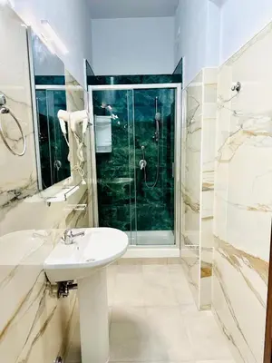 a bathroom with a sink and a shower at Termini luxury home in Rome