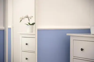 a white cabinet with a plant on top of it at San Pietro Holidays in Rome