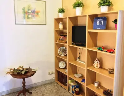 a book shelf with a tv in a room at Piazza Meucci in Rome