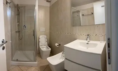 a bathroom with a sink and a shower and a toilet at Napoleone Suite in Rome