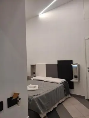 a bedroom with a bed in a white room at Hotel Viennese in Rome