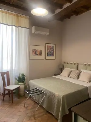 a bedroom with a large bed and a window at Boutique Grifone in Rome