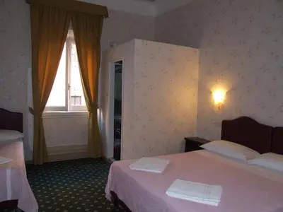 a hotel room with a bed and a window at Hotel Texas in Rome