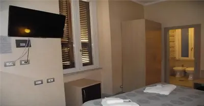 a hotel room with a bed and a television at Hotel Elide in Rome
