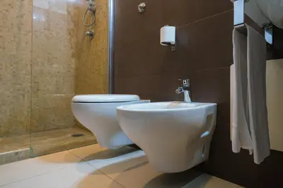 a bathroom with a toilet and a shower at Residence Europa in Rome