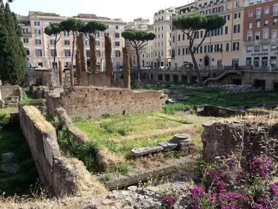 a view of the ruins of the ancient city at Suite Argentina in Rome