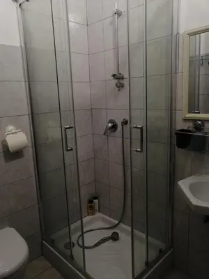 a shower in a bathroom with a toilet and a sink at Roma Prince Inn accommodation in Rome