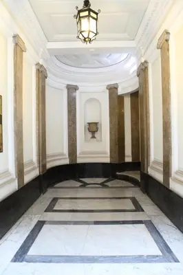 an empty room with a ceiling and a chandelier at Tourist House B&B in Rome