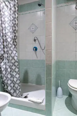 a bathroom with a shower and a toilet at Hotel Ventura in Rome