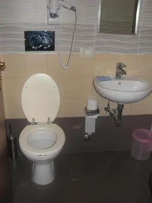a bathroom with a toilet and a sink at Serendipity in Rome
