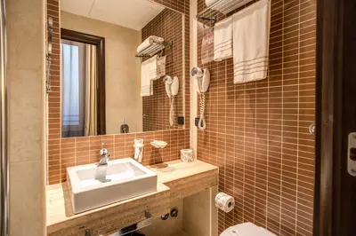 a bathroom with a sink and a mirror at Hotel Everest Inn Rome in Rome