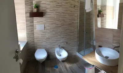 a bathroom with a toilet and a sink and a shower at Maison Vaticana in Rome