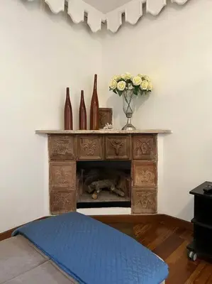 a living room with a fireplace with a dog sleeping in it at A.D. Navona Apartment in Rome