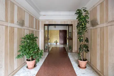 a hallway with two potted plants in a building at LALY LOVE in Rome