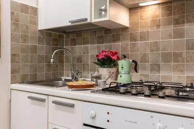 a kitchen with a sink and a stove top oven at Le Stanze di Rinaldo in Rome