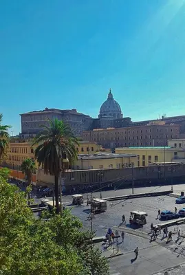 a large building with a palm tree in front of it at St Peter Regal Apartment in Rome